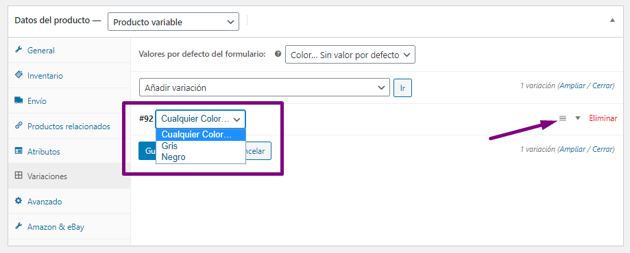 Añadir variaciones 2