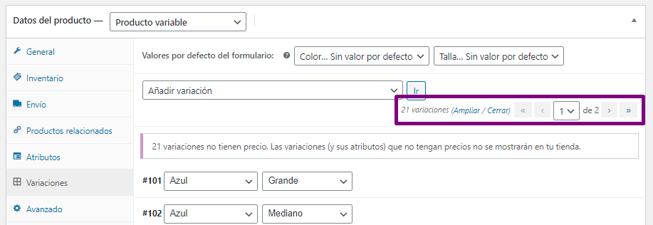 Editar muchas variaciones